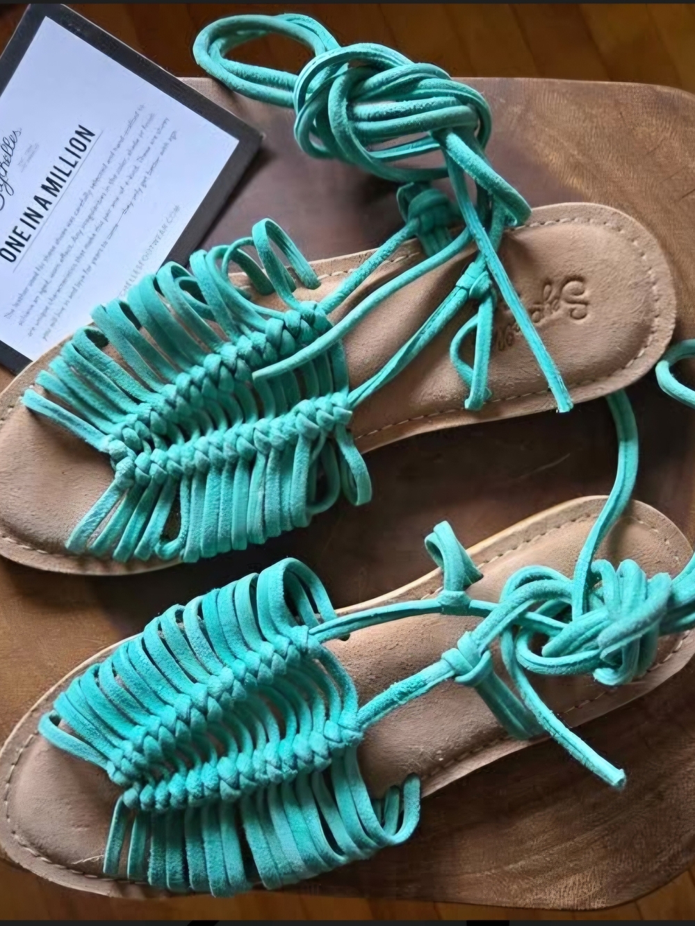 Guenuine Leather Green Sandals Worn Once! From FREE PEOPLE
